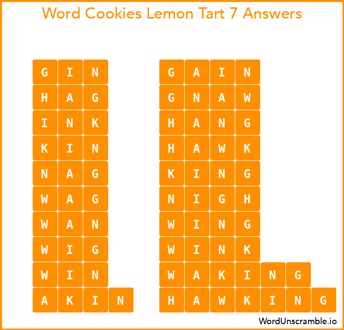 Word Cookies Lemon Tart 7 Answers