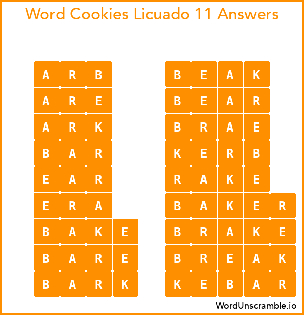 Word Cookies Licuado 11 Answers