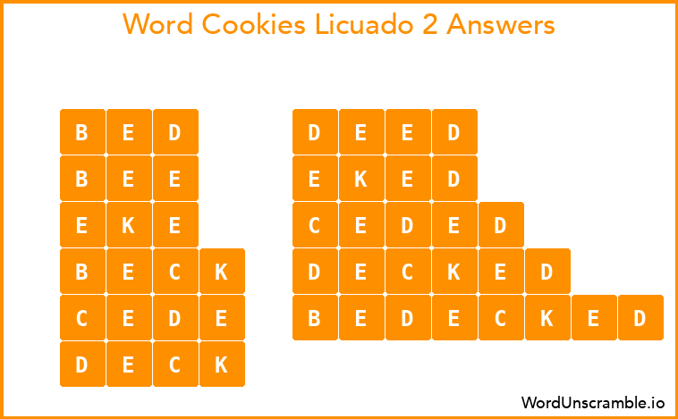 Word Cookies Licuado 2 Answers