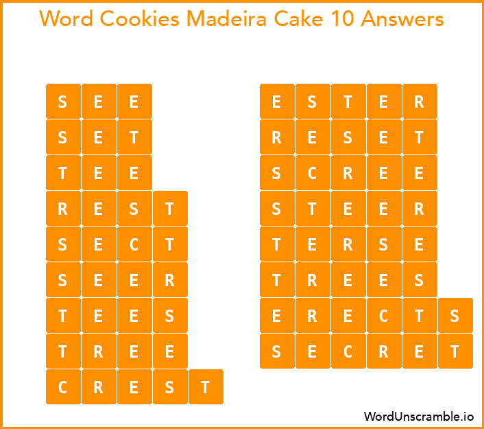 Word Cookies Madeira Cake 10 Answers