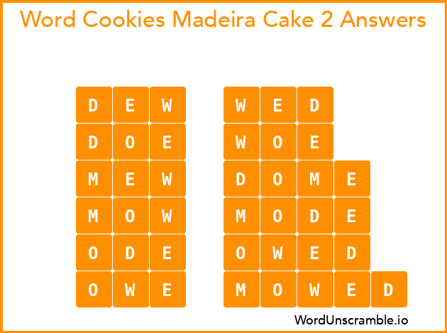 Word Cookies Madeira Cake 2 Answers