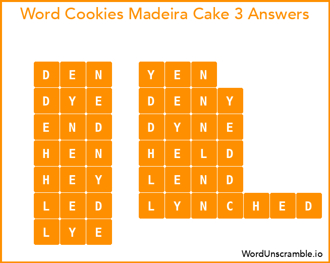 Word Cookies Madeira Cake 3 Answers