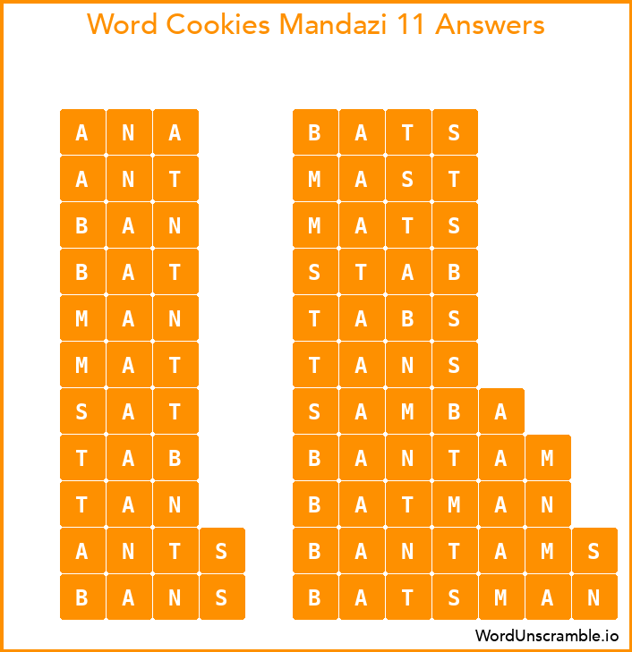 Word Cookies Mandazi 11 Answers
