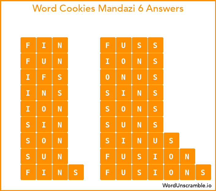 Word Cookies Mandazi 6 Answers