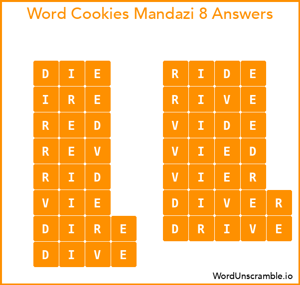 Word Cookies Mandazi 8 Answers