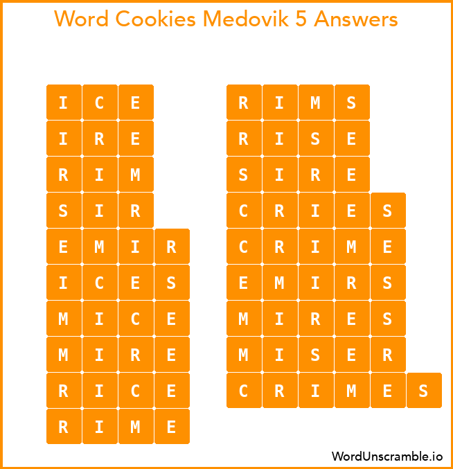 Word Cookies Medovik 5 Answers