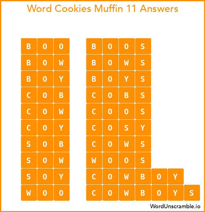 Word Cookies Muffin 11 Answers