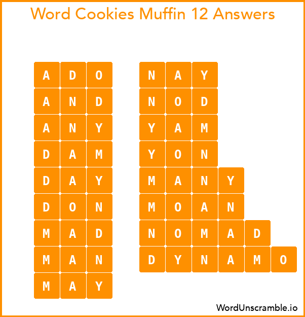 Word Cookies Muffin 12 Answers