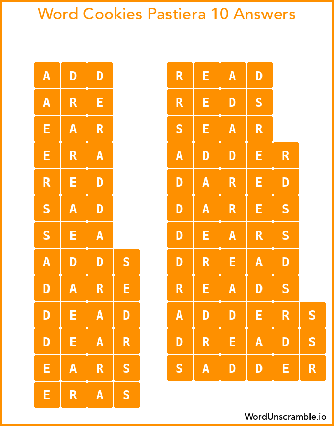 Word Cookies Pastiera 10 Answers