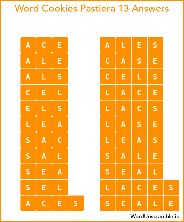 Word Cookies Pastiera 13 Answers
