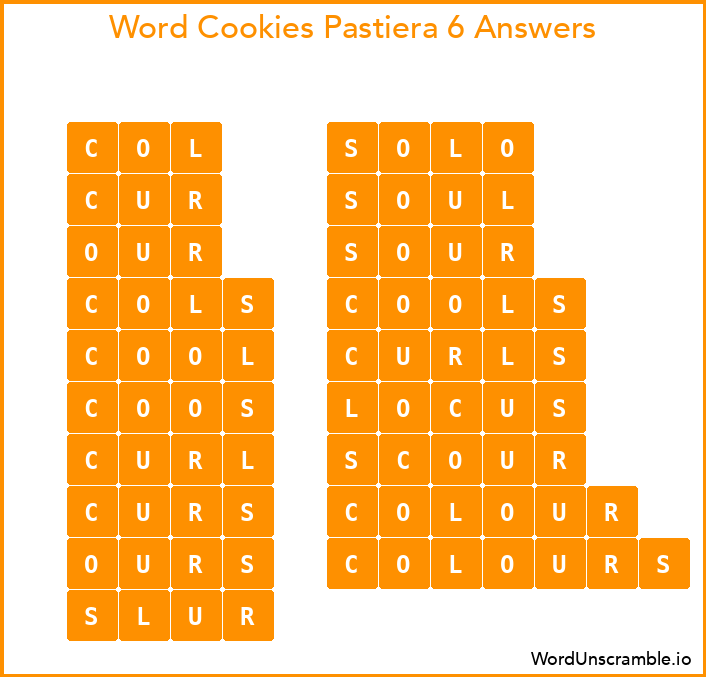 Word Cookies Pastiera 6 Answers