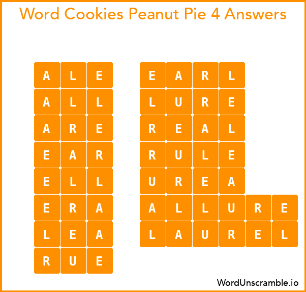 Word Cookies Peanut Pie 4 Answers