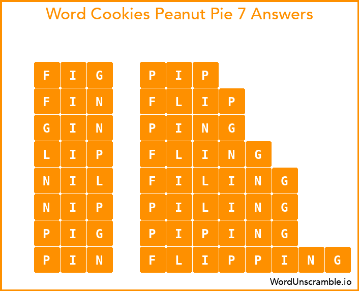 Word Cookies Peanut Pie 7 Answers