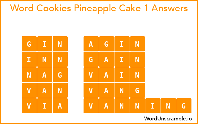Word Cookies Pineapple Cake 1 Answers