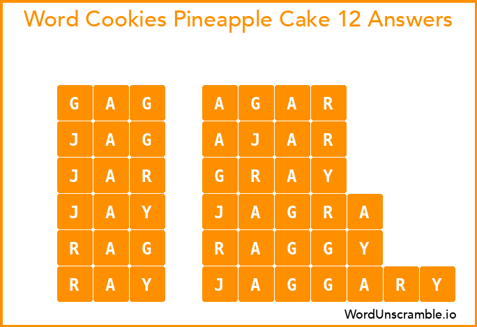 Word Cookies Pineapple Cake 12 Answers