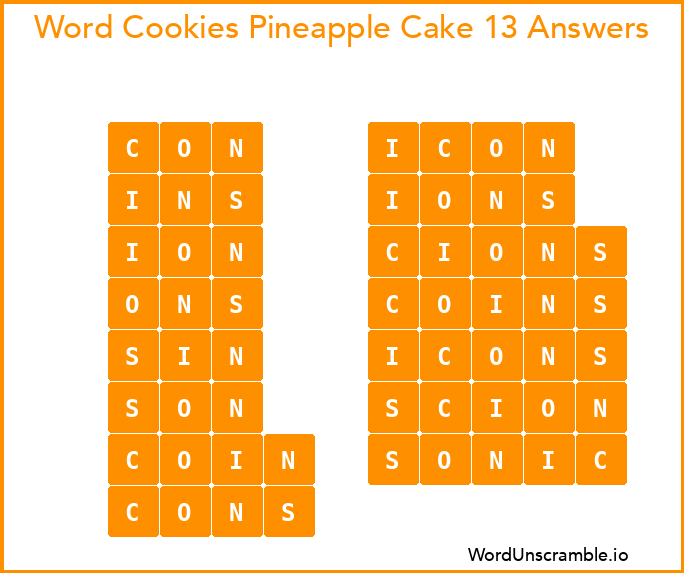 Word Cookies Pineapple Cake 13 Answers