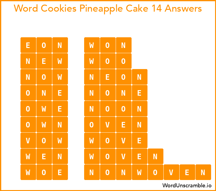Word Cookies Pineapple Cake 14 Answers