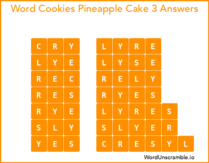 Word Cookies Pineapple Cake 3 Answers