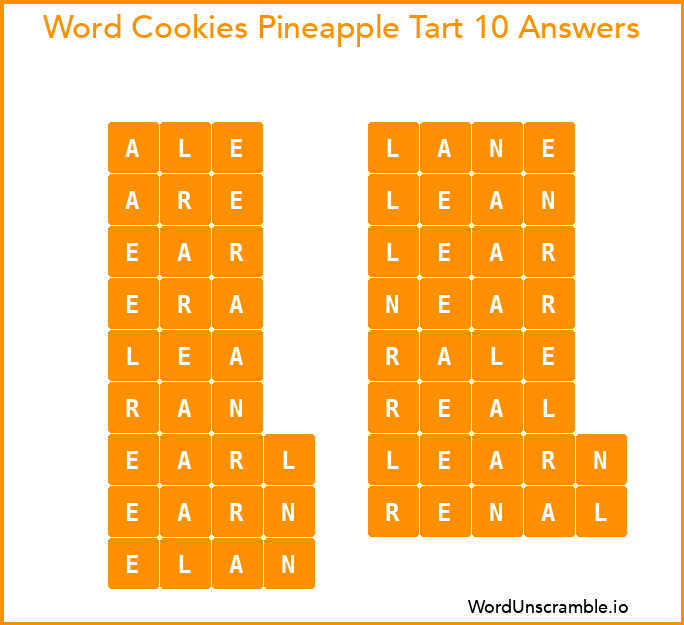 Word Cookies Pineapple Tart 10 Answers