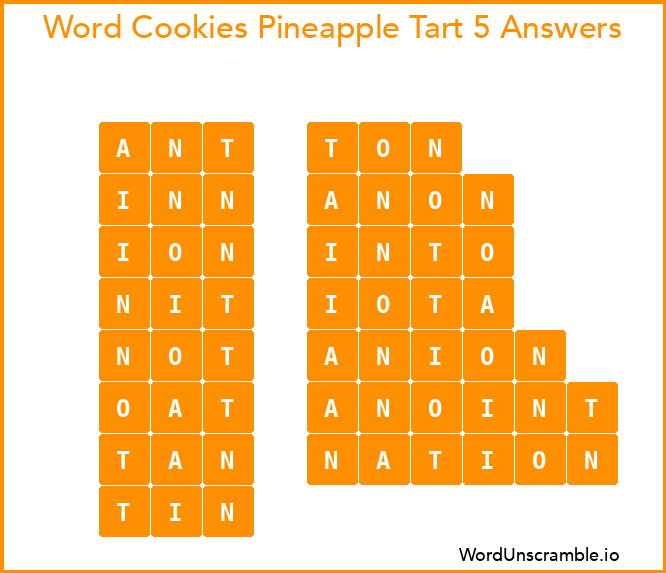 Word Cookies Pineapple Tart 5 Answers