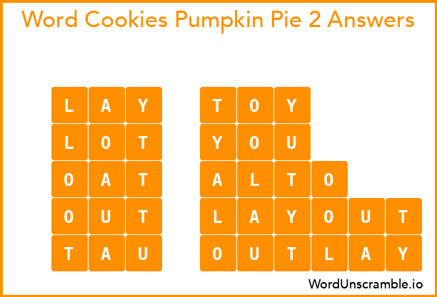 Word Cookies Pumpkin Pie 2 Answers