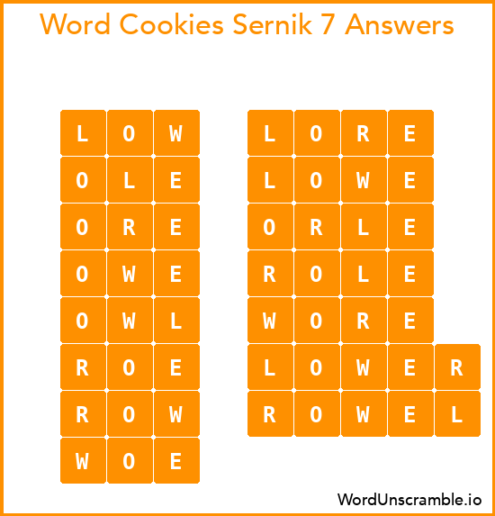 Word Cookies Sernik 7 Answers