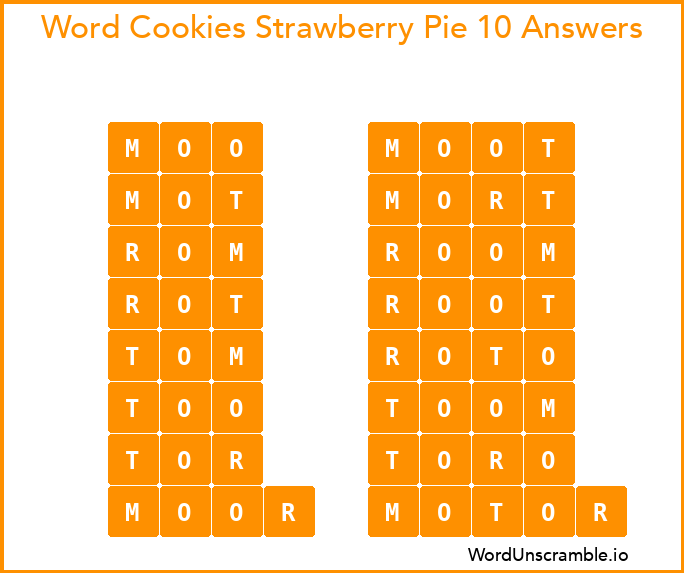 Word Cookies Strawberry Pie 10 Answers