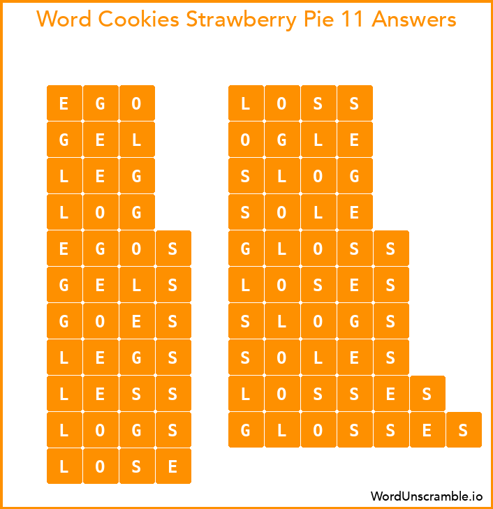 Word Cookies Strawberry Pie 11 Answers