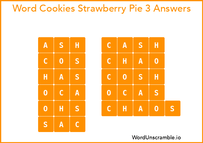 Word Cookies Strawberry Pie 3 Answers
