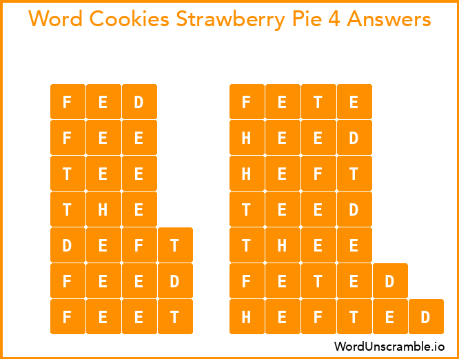 Word Cookies Strawberry Pie 4 Answers