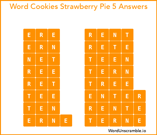 Word Cookies Strawberry Pie 5 Answers
