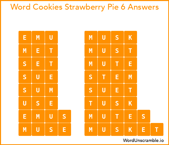 Word Cookies Strawberry Pie 6 Answers
