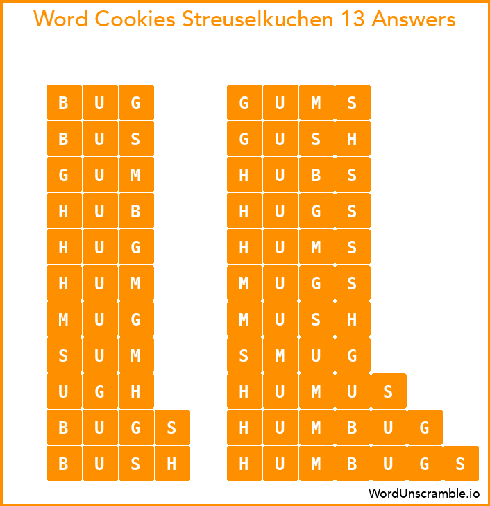 Word Cookies Streuselkuchen 13 Answers
