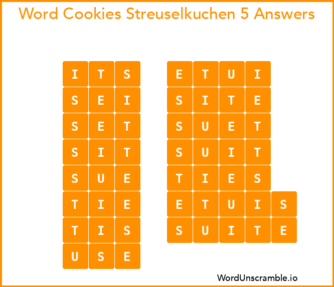 Word Cookies Streuselkuchen 5 Answers