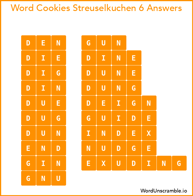 Word Cookies Streuselkuchen 6 Answers