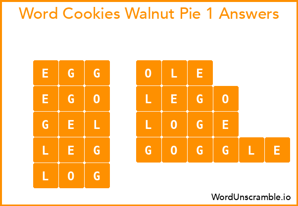 Word Cookies Walnut Pie 1 Answers