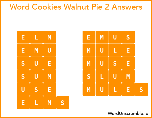 Word Cookies Walnut Pie 2 Answers
