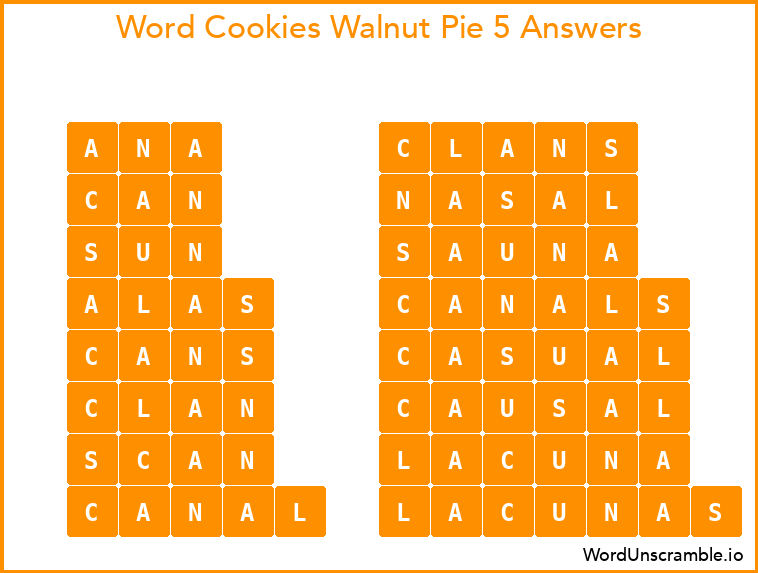 Word Cookies Walnut Pie 5 Answers