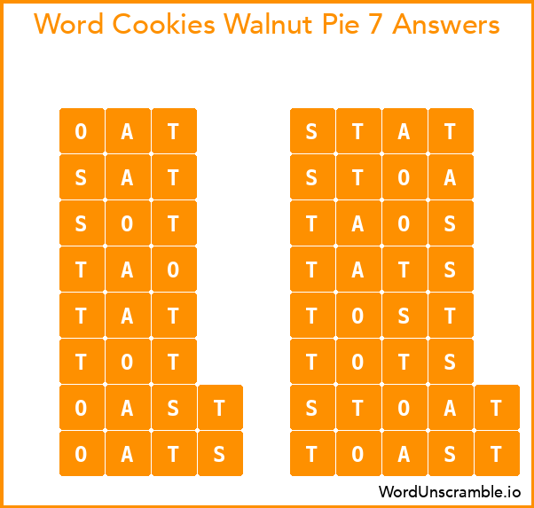 Word Cookies Walnut Pie 7 Answers