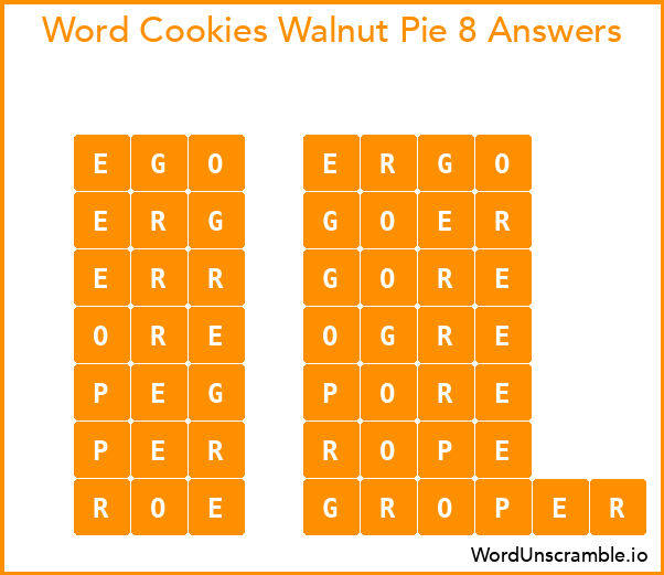 Word Cookies Walnut Pie 8 Answers