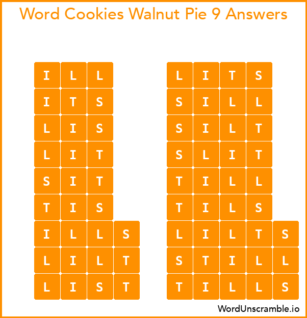 Word Cookies Walnut Pie 9 Answers