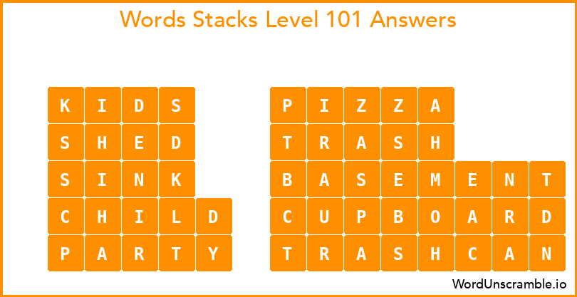 Word Stacks Level 101 Answers