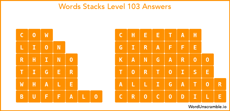 Word Stacks Level 103 Answers