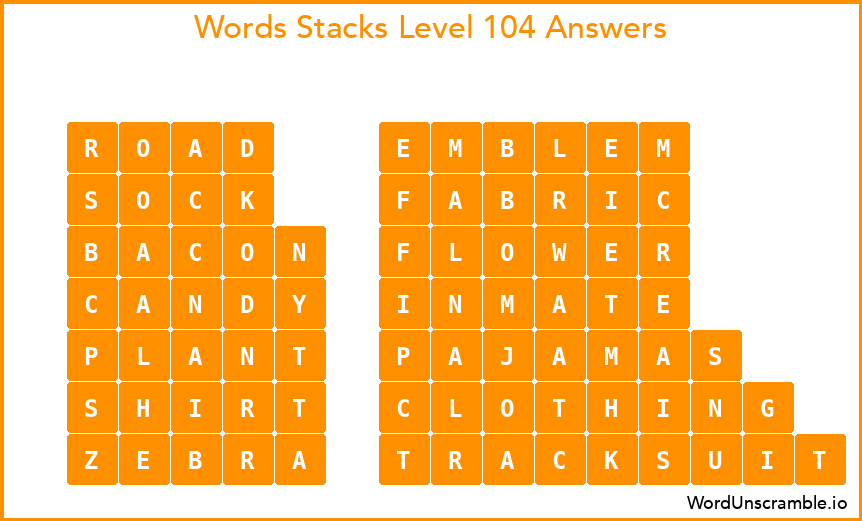 Word Stacks Level 104 Answers