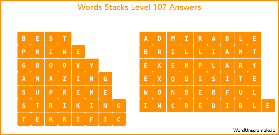 Word Stacks Level 107 Answers