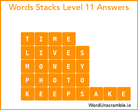 Word Stacks Level 11 Answers