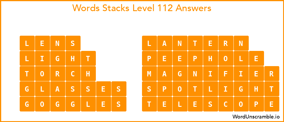 Word Stacks Level 112 Answers
