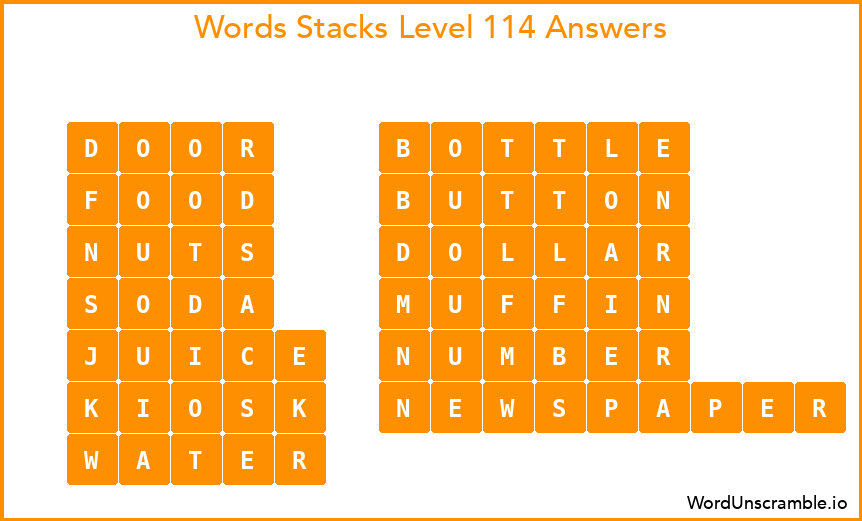 Word Stacks Level 114 Answers