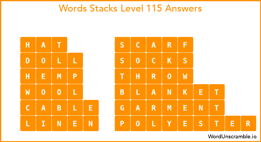 Word Stacks Level 115 Answers