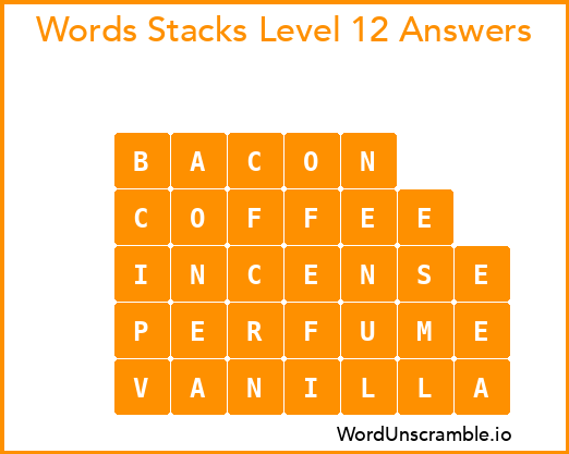 Word Stacks Level 12 Answers